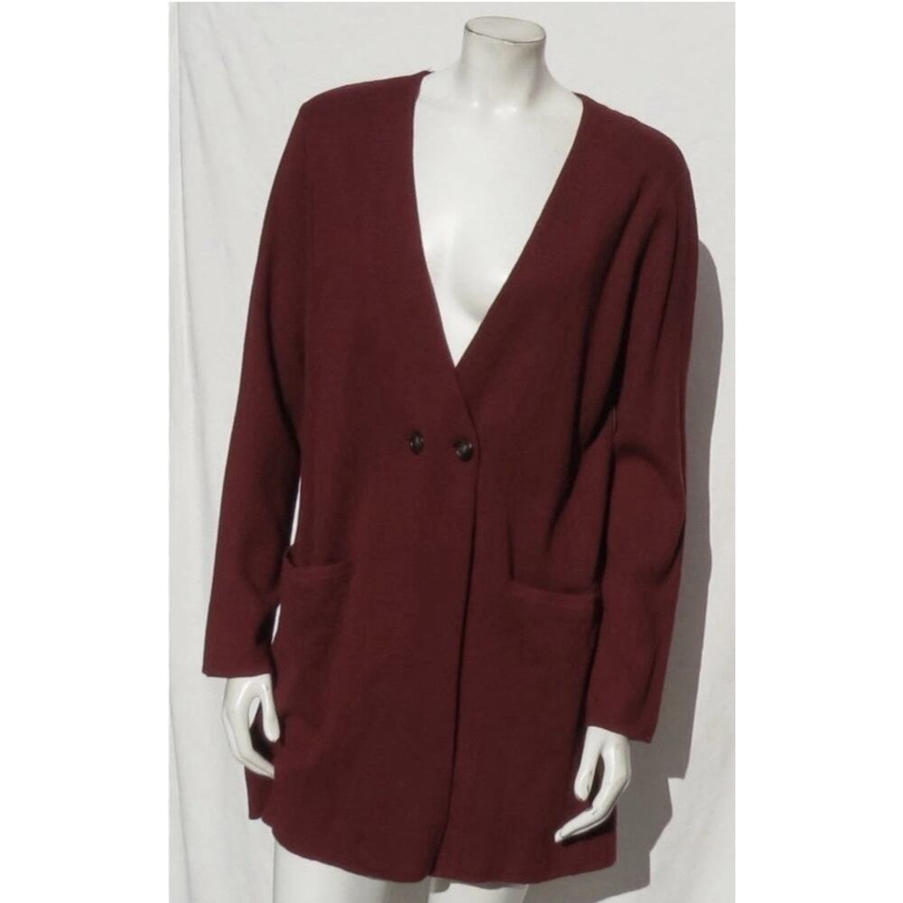 J.Crew Mercantile Cranberry Knit Blazer Cardigan Academia Oversized Sz Large - Picture 8 of 8